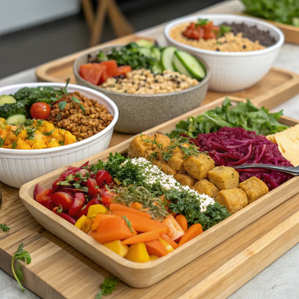 A vibrant array of vegan dishes